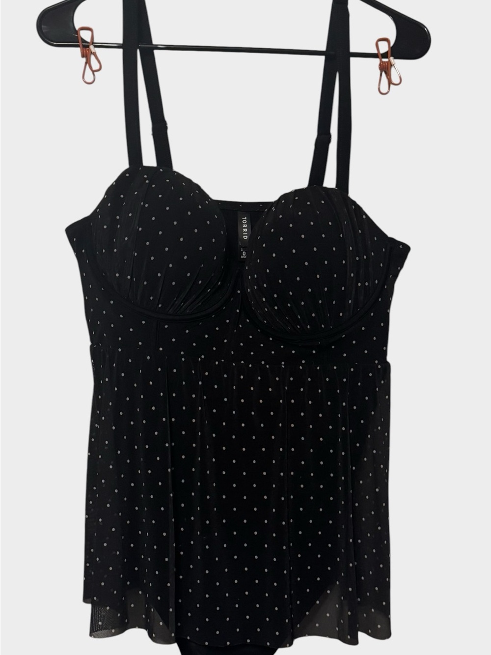 Torrid Black Polka Dot Molded Cup Swimdress One Piece Swimsuit Size 0 D/DD NWOT